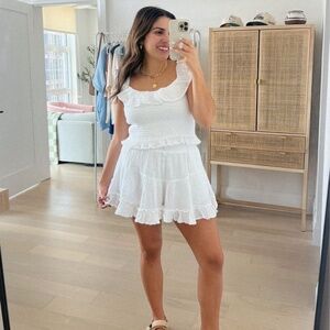 American Eagle Off-The-Shoulder Smocked Top White NWT